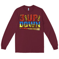 Burgundy 3 up 3 down softball Long Sleeve Tee - texasbilliewilder