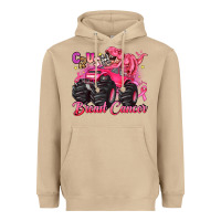 Mushroom crush breast cancer monster truck with dinosaur Heavyweight Hoodie - JahusDesignShop