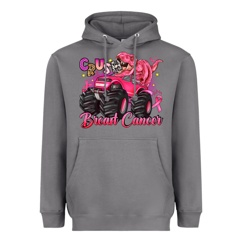Crush Breast Cancer Monster Truck With Dinosaur Heavyweight Hoodie by JahusDesignShop | Teevron