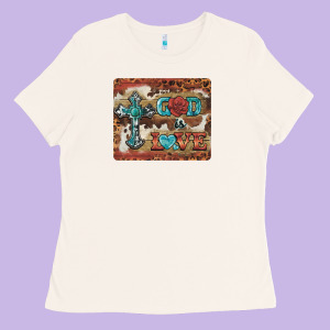 God Is Love Cross Ladies Tee Designed By Barkaloodesign