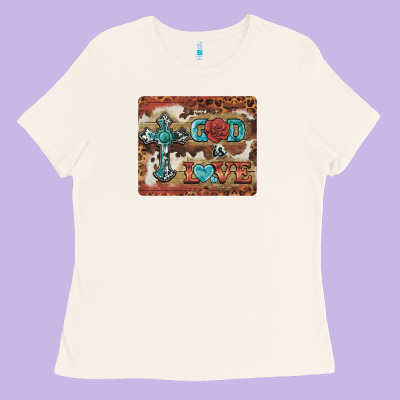 God Is Love Cross Ladies Tee Designed By Barkaloodesign