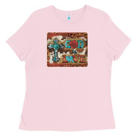 Bubblegum Pink god is love cross Ladies Tee - BarkalooDesign