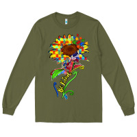Army Green be kind autism sunflower Long Sleeve Tee - Zillion Design Studio