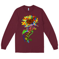 Burgundy be kind autism sunflower Long Sleeve Tee - Zillion Design Studio