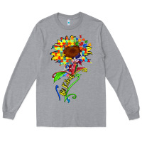 Heather Grey be kind autism sunflower Long Sleeve Tee - Zillion Design Studio