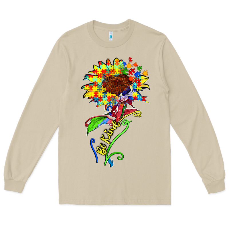 Be Kind Autism Sunflower Long Sleeve Tee by Zillion Design Studio | Teevron