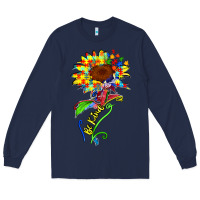 Navy be kind autism sunflower Long Sleeve Tee - Zillion Design Studio