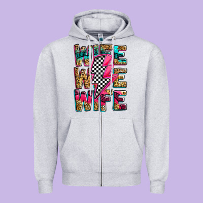Race Wife Wife Wife Lightningbolt Zipper Hoodie Designed By Zillion Design Studio
