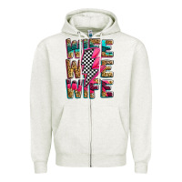 Oatmeal Heather race wife wife wife lightningbolt Zipper Hoodie - Zillion Design Studio
