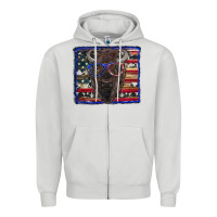 Dove Grey bison with american flag and glasses Zipper Hoodie - RanaPortraitStore