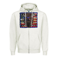 Oatmeal Heather bison with american flag and glasses Zipper Hoodie - RanaPortraitStore