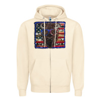 Sandshell bison with american flag and glasses Zipper Hoodie - RanaPortraitStore