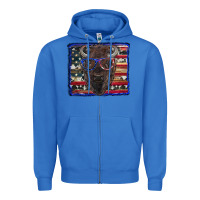 True Royal bison with american flag and glasses Zipper Hoodie - RanaPortraitStore