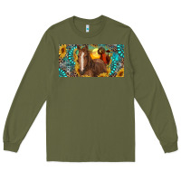 Army Green horse and desert with sunflowers gemstone Long Sleeve Tee - RanaPortraitStore