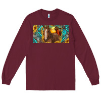Burgundy horse and desert with sunflowers gemstone Long Sleeve Tee - RanaPortraitStore