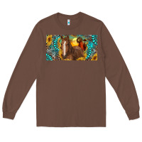 Chestnut horse and desert with sunflowers gemstone Long Sleeve Tee - RanaPortraitStore