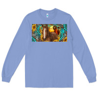 Colony Blue horse and desert with sunflowers gemstone Long Sleeve Tee - RanaPortraitStore