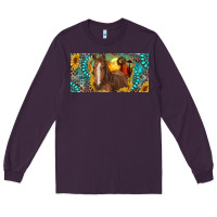Plum horse and desert with sunflowers gemstone Long Sleeve Tee - RanaPortraitStore