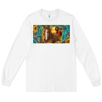 White horse and desert with sunflowers gemstone Long Sleeve Tee - RanaPortraitStore