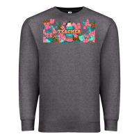 Charcoal Heather teacher floral pencil libbey glass Premium Sweatshirt - BundleAndBundleShop