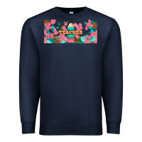 Navy teacher floral pencil libbey glass Premium Sweatshirt - BundleAndBundleShop