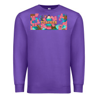 Purple teacher floral pencil libbey glass Premium Sweatshirt - BundleAndBundleShop