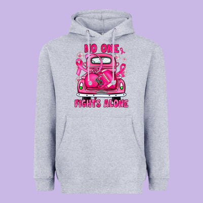 Breast Cancer No One Fights Alone Truck Football Heavyweight Hoodie Designed By Jahusdesignshop
