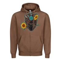 Chestnut bison head with sunflowers and gemstone Zipper Hoodie - RanaPortraitStore