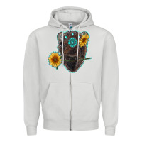 Dove Grey bison head with sunflowers and gemstone Zipper Hoodie - RanaPortraitStore