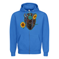True Royal bison head with sunflowers and gemstone Zipper Hoodie - RanaPortraitStore