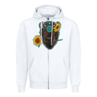 White bison head with sunflowers and gemstone Zipper Hoodie - RanaPortraitStore