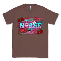 Chestnut valentine's day nurse with leopard and turquoise background Classic Tee - RanaPortraitStore