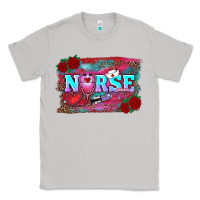 Moon Dust valentine's day nurse with leopard and turquoise background Classic Tee - RanaPortraitStore