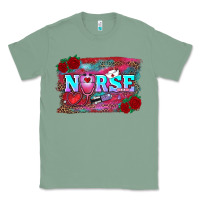 Sage valentine's day nurse with leopard and turquoise background Classic Tee - RanaPortraitStore