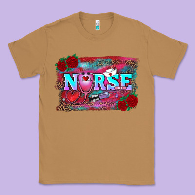 Valentine's Day Nurse With Leopard And Turquoise Background Classic Tee Designed By Ranaportraitstore
