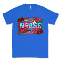 True Royal valentine's day nurse with leopard and turquoise background Classic Tee - RanaPortraitStore