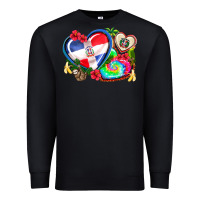 Black western leopard  dominican republic  hearts Premium Sweatshirt - AdoDesignShop