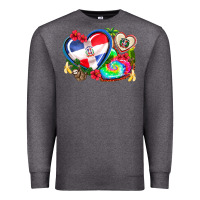 Charcoal Heather western leopard  dominican republic  hearts Premium Sweatshirt - AdoDesignShop