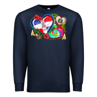 Navy western leopard  dominican republic  hearts Premium Sweatshirt - AdoDesignShop