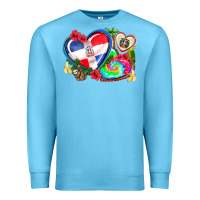 Ocean Blue western leopard  dominican republic  hearts Premium Sweatshirt - AdoDesignShop
