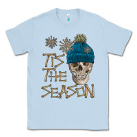 Dusty Blue skull tis the season winter Classic Tee - FaDigitalArtStudio