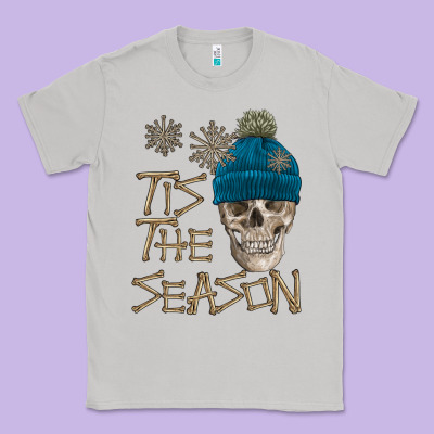 Skull Tis The Season Winter Classic Tee Designed By Fadigitalartstudio