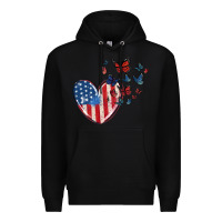 Black 4th of july american flag heart butterfly Premium Hoodie - MaliasSmallBusiness