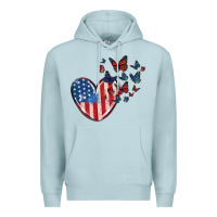 Blue Mist 4th of july american flag heart butterfly Premium Hoodie - MaliasSmallBusiness