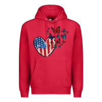 Cardinal 4th of july american flag heart butterfly Premium Hoodie - MaliasSmallBusiness