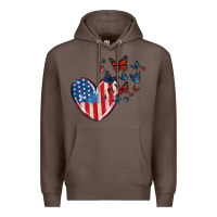 Coffee 4th of july american flag heart butterfly Premium Hoodie - MaliasSmallBusiness
