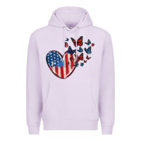 Lilac 4th of july american flag heart butterfly Premium Hoodie - MaliasSmallBusiness
