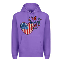 Purple 4th of july american flag heart butterfly Premium Hoodie - MaliasSmallBusiness