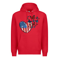 Red 4th of july american flag heart butterfly Premium Hoodie - MaliasSmallBusiness