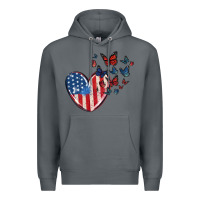 Rock 4th of july american flag heart butterfly Premium Hoodie - MaliasSmallBusiness